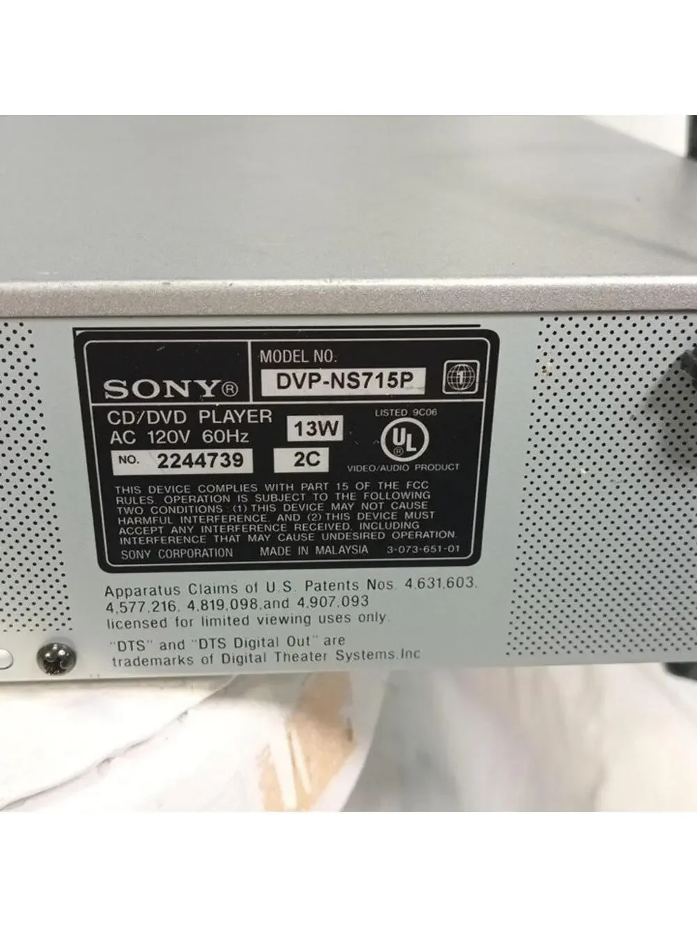 Sony DVP-NS715P Progressive Scan DVD CD Player Silver MP3 Playback Tested Works